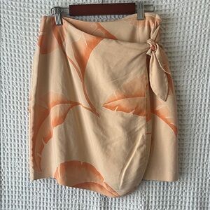 Tori Richard Vintage Hawaiian Tropical Wrap Skirt with Orange Banana Leaf Print